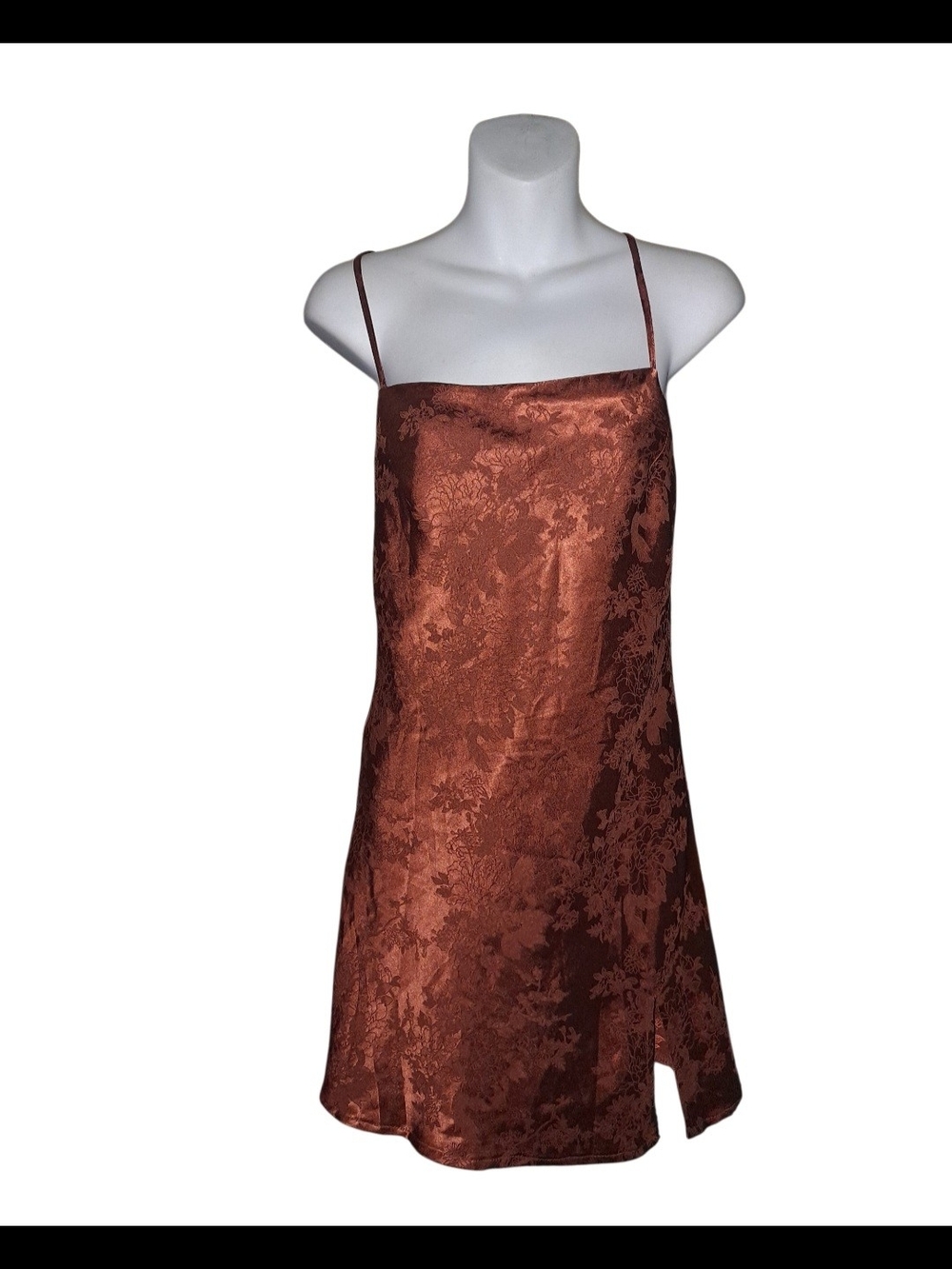 Princess Polly Rust Satin Floral Slip Dress